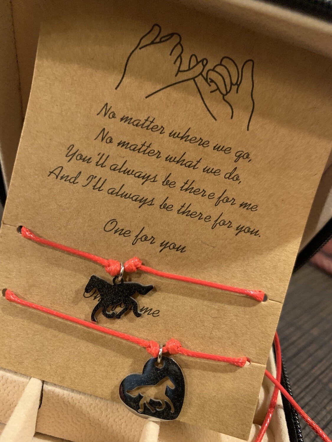 Me &amp; You Horse Friendship Bracelet Set, Colour: Red