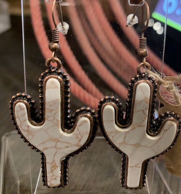 White Cactus Earrings