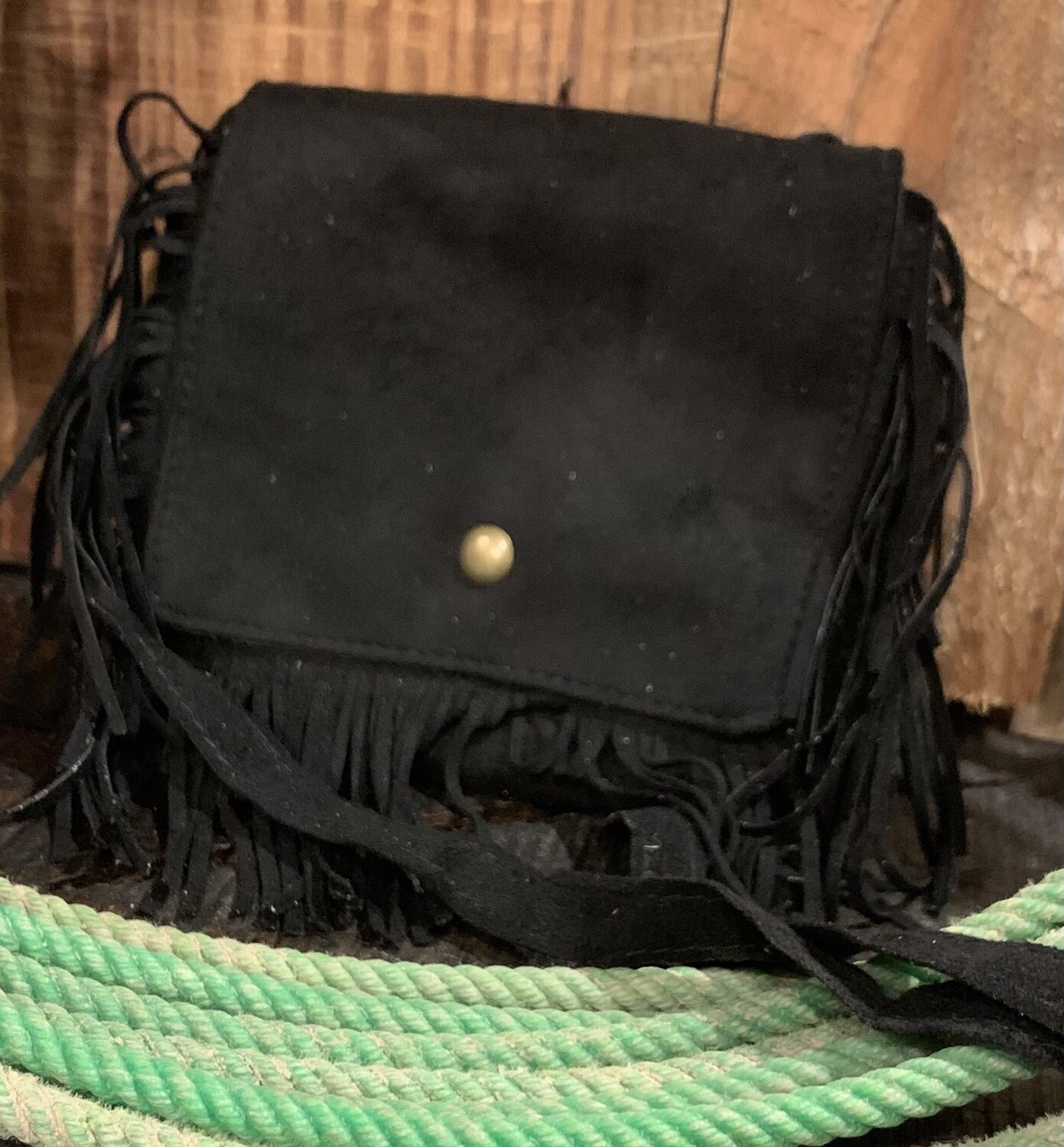 Crossbody Fringe Bag, Colour: Black