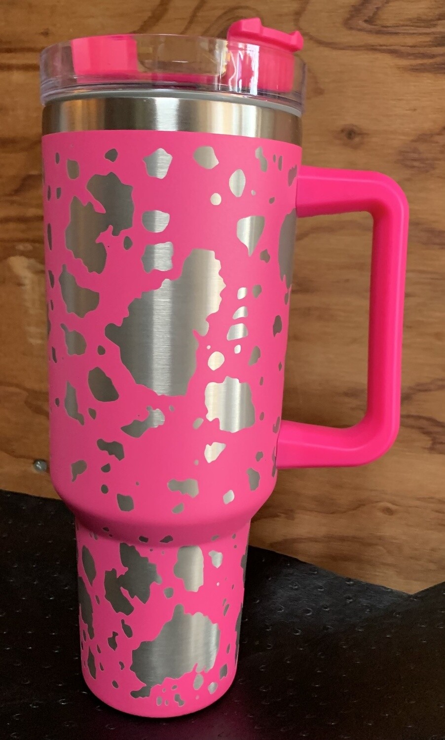 Etched Cow Print Tumbler, Colour: Hot Pink