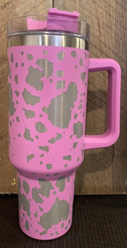 Etched Cow Print Tumbler