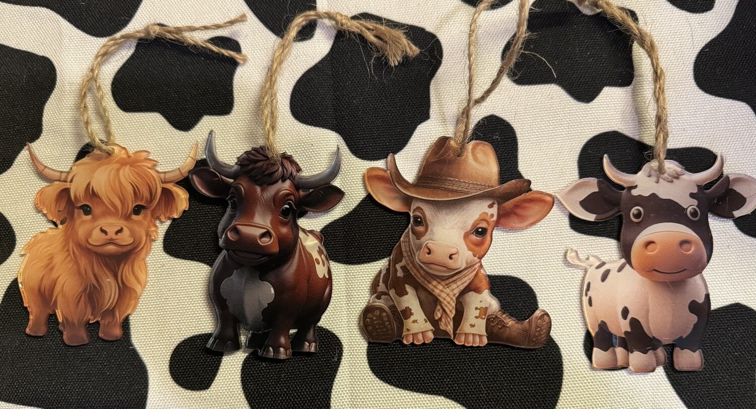 Set of Highland Cow Ornaments, Style: Cows1