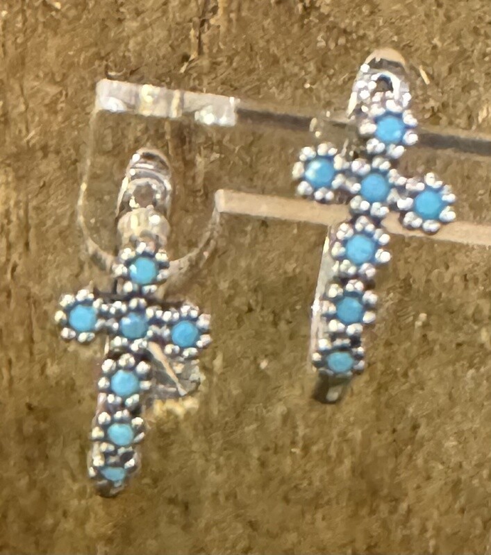 Sterling Silver;Cross Mini Hoop Earrings