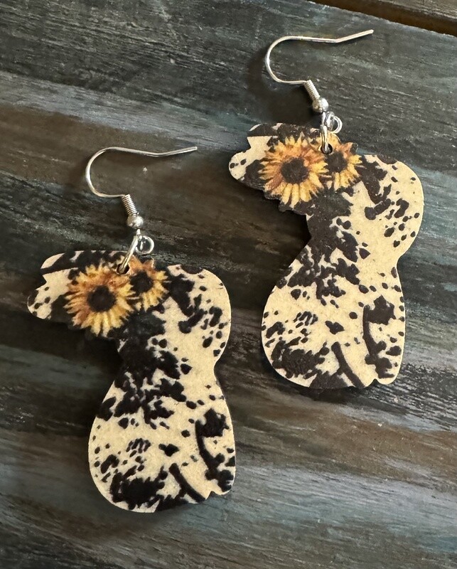 Cowhide Bunny Earrings
