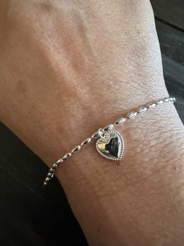 Sterling Silver Single Heart Bracelet