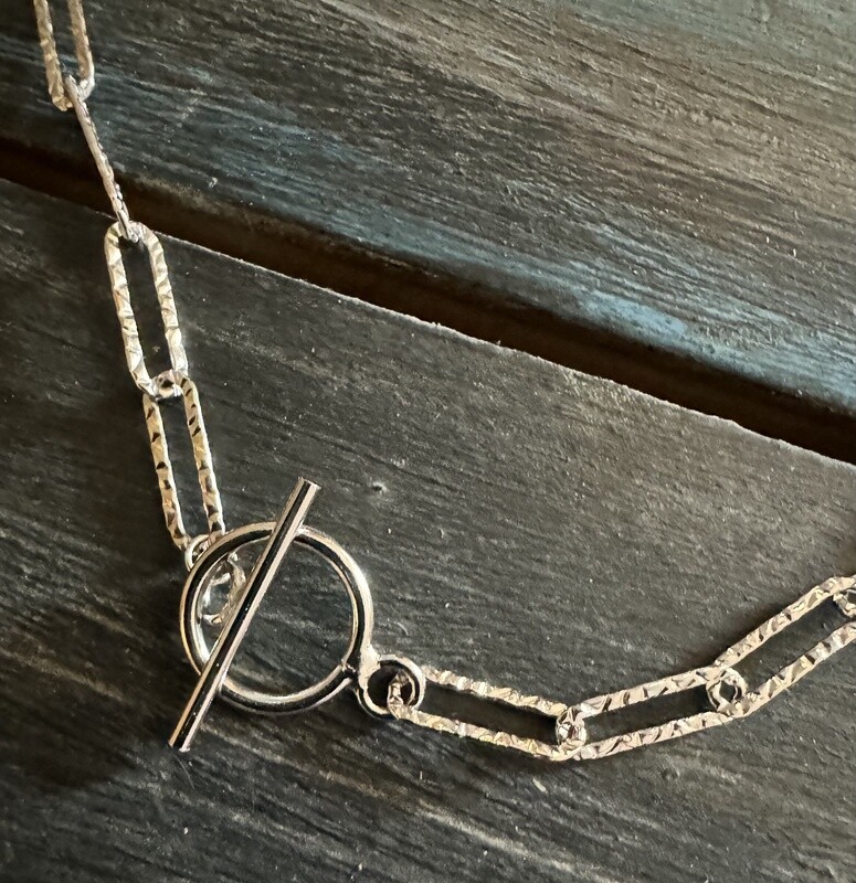 Sterling Silver Glitter Paperclip Necklace