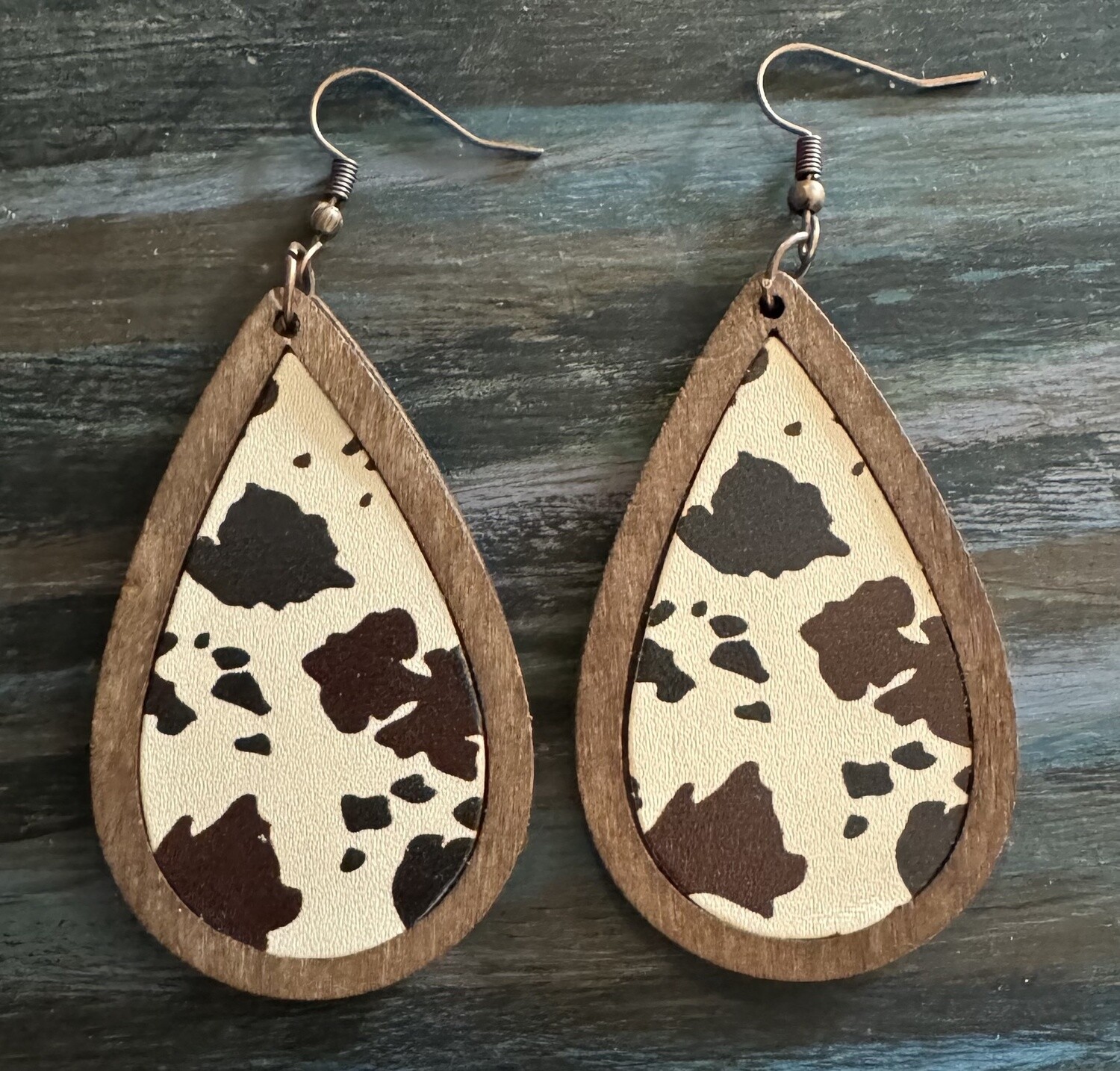 Cow Print Teardrop Earring