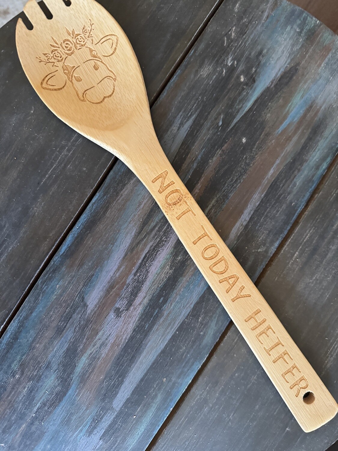 Cow Sayings Wooden Kitchen Utensils, Saying: Not Today