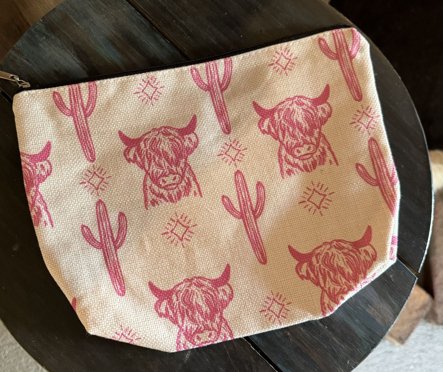 Highland Cow Makeup Bag, Colour: Pink