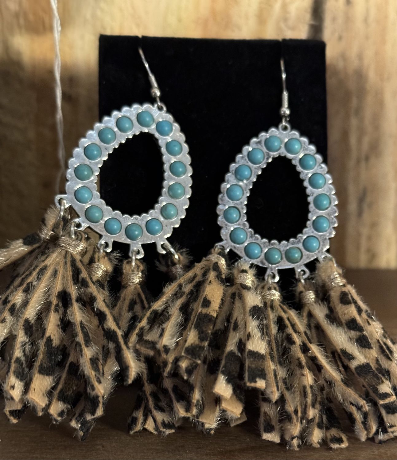 Leopard Print Tassel Earrings