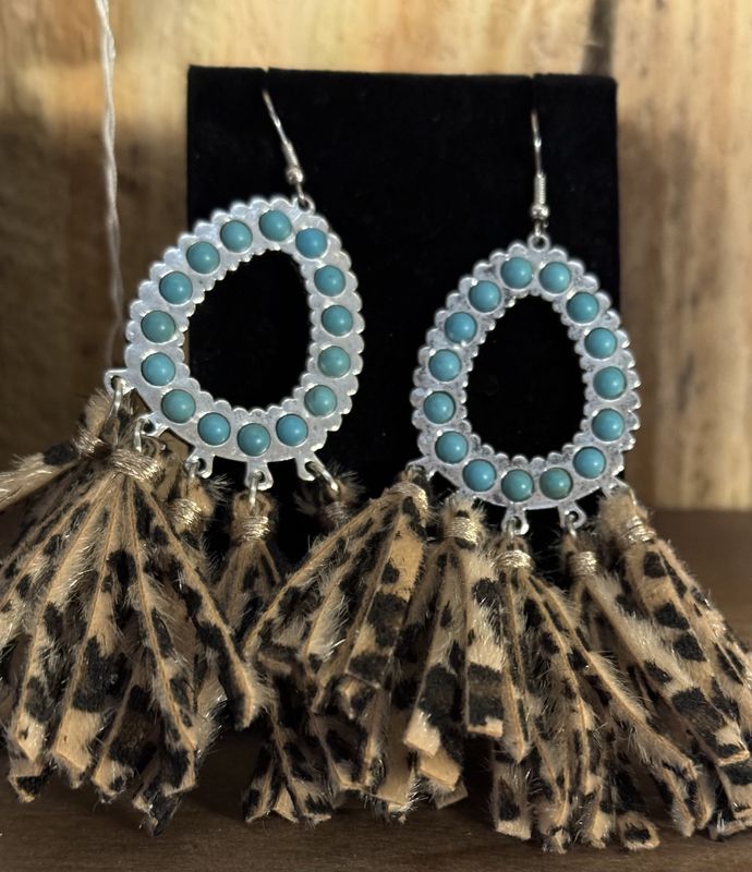 Leopard Print Tassel Earrings