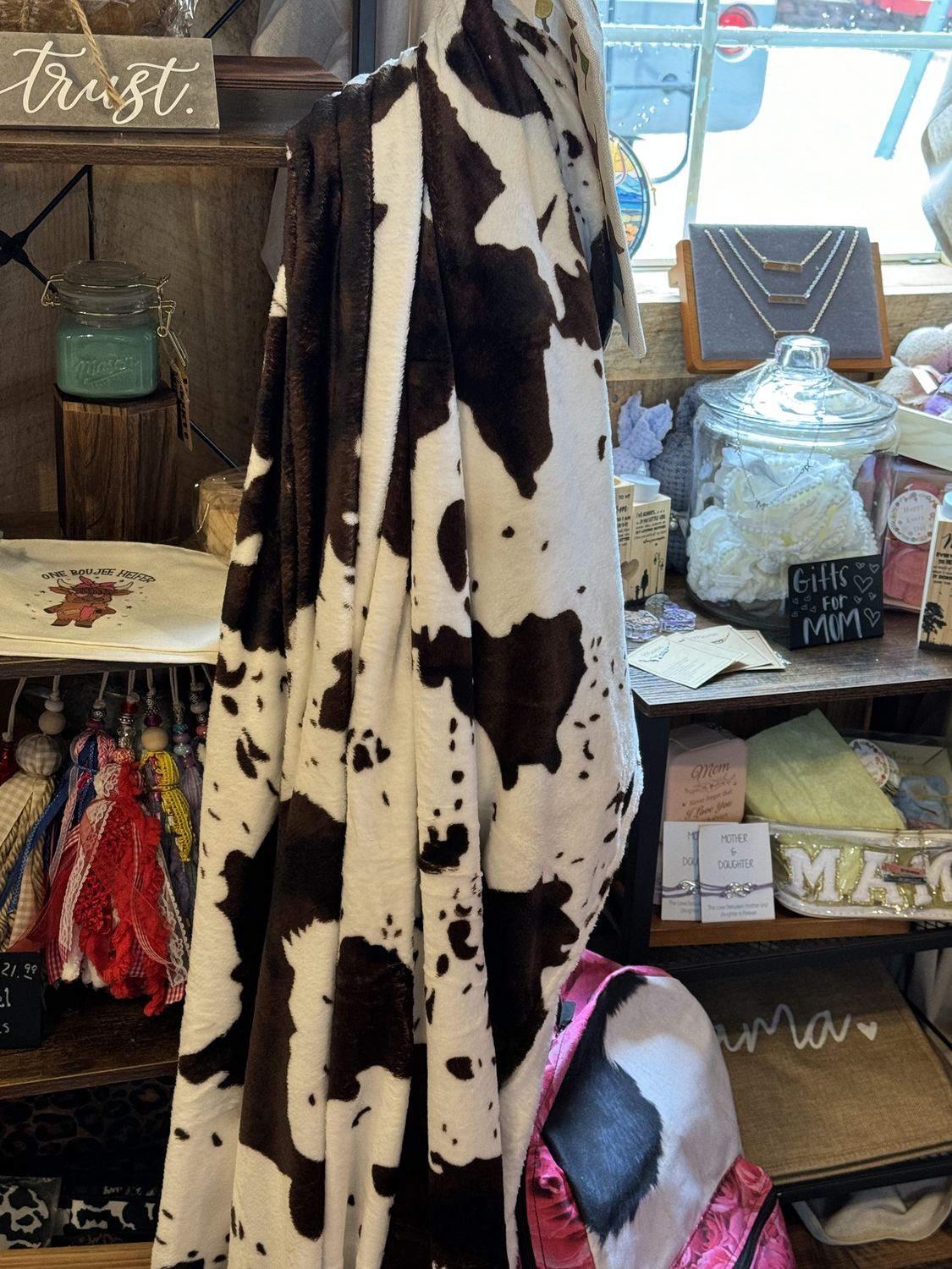Oversized Cow Print Blanket