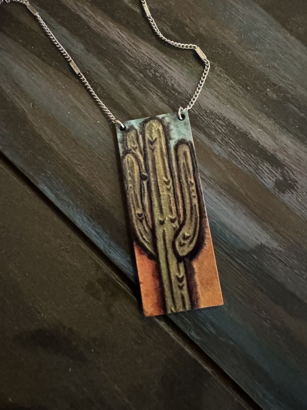Hand painted Leather Necklace