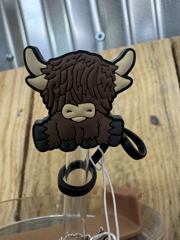 Highland Cow Straw Topper