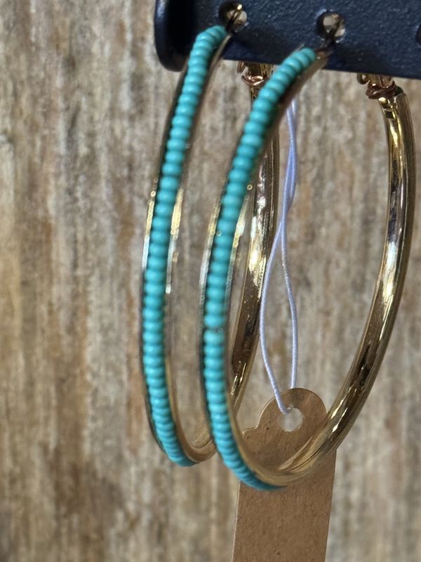Turquoise Beaded Hoops