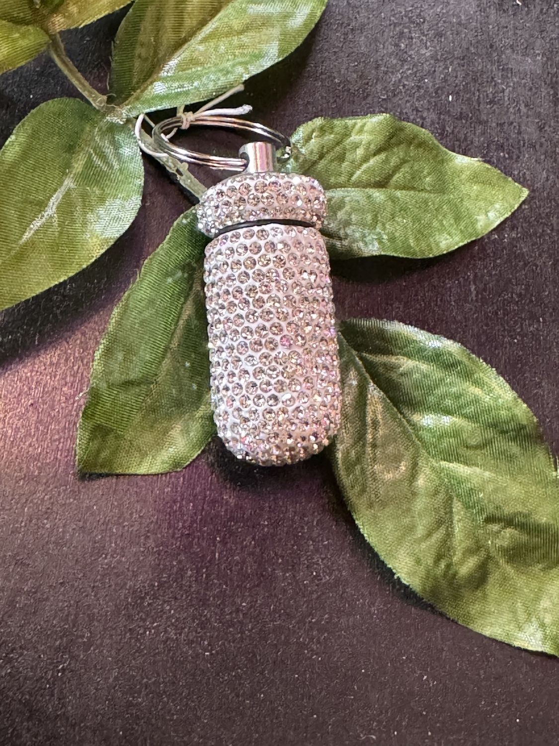 Stone Studded Pill Holder Keyring