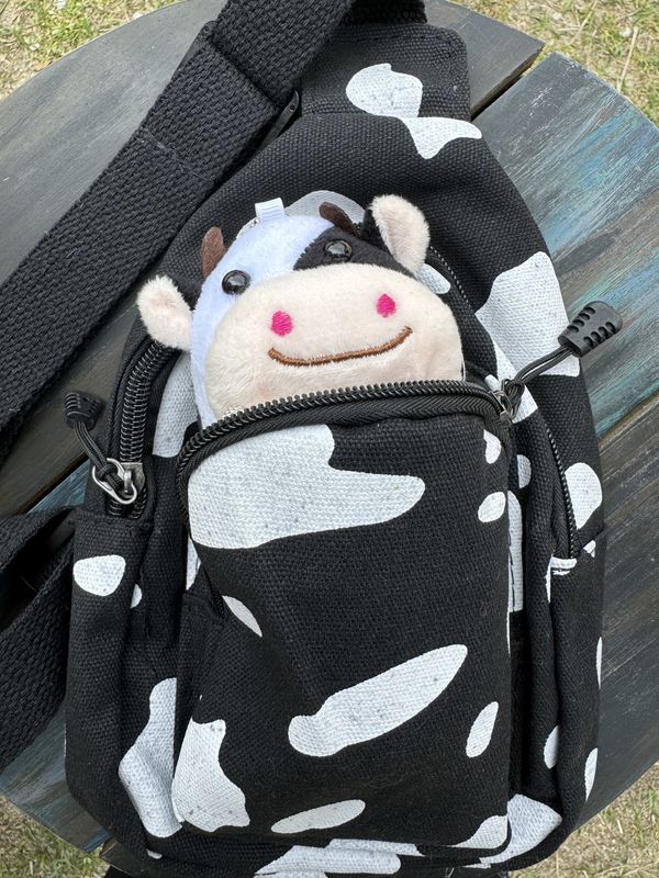 Girls Cow Print Sling Bag