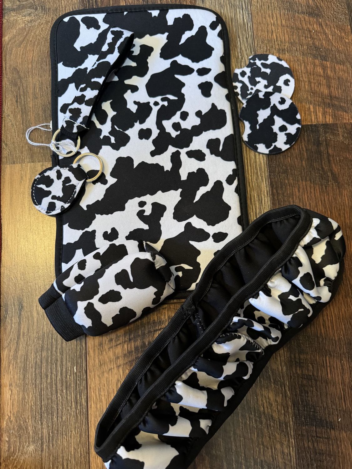 Cow Print Car Decor Set