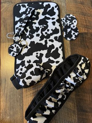 Cow Print Car Decor Set