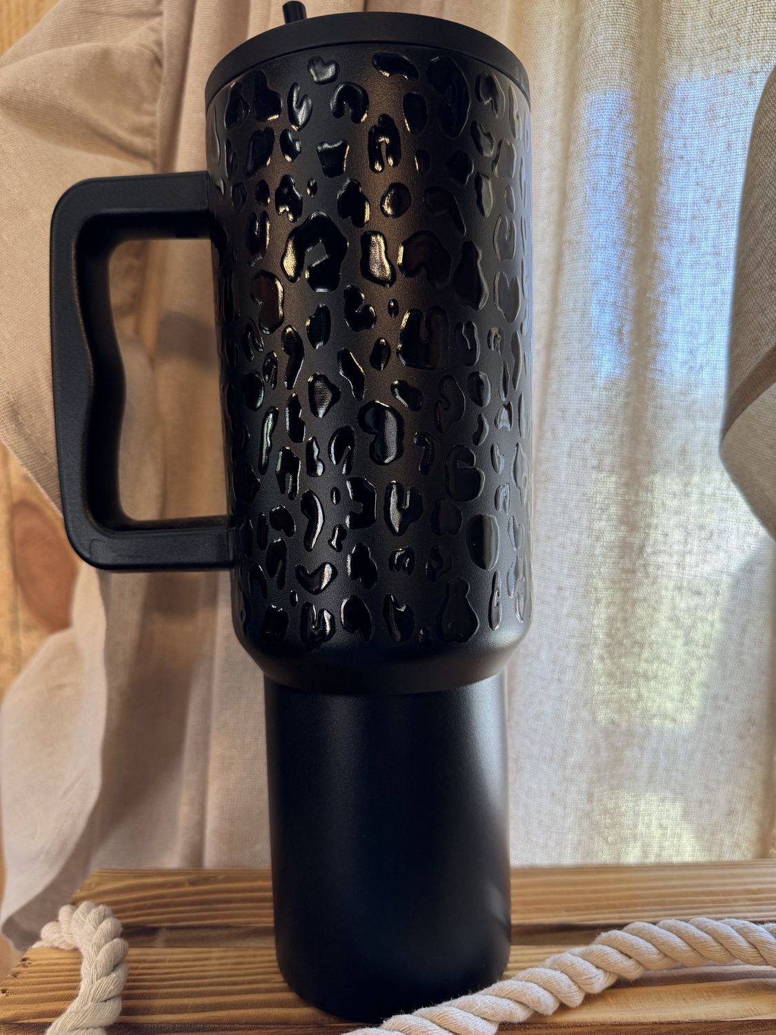 Black Cheetah Tone on Tone Tumbler