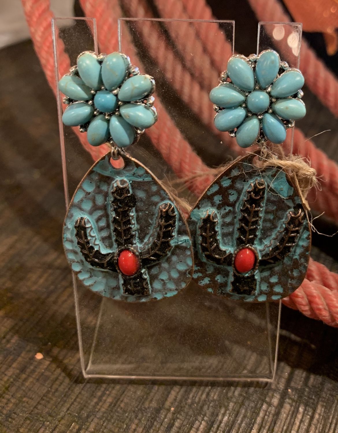 Cactus Verdigree Earrings