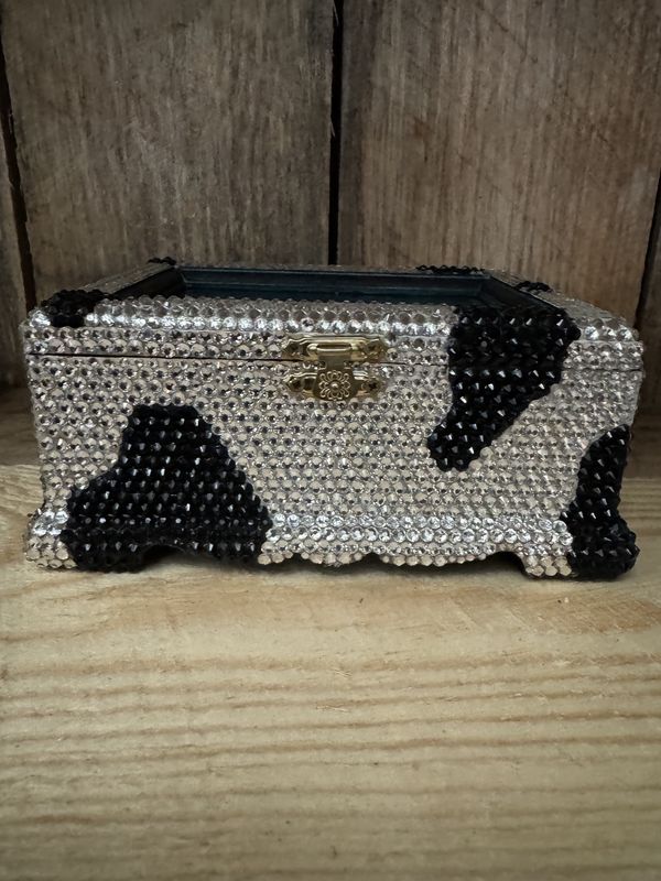Crystal Cow Print Jewelry Box