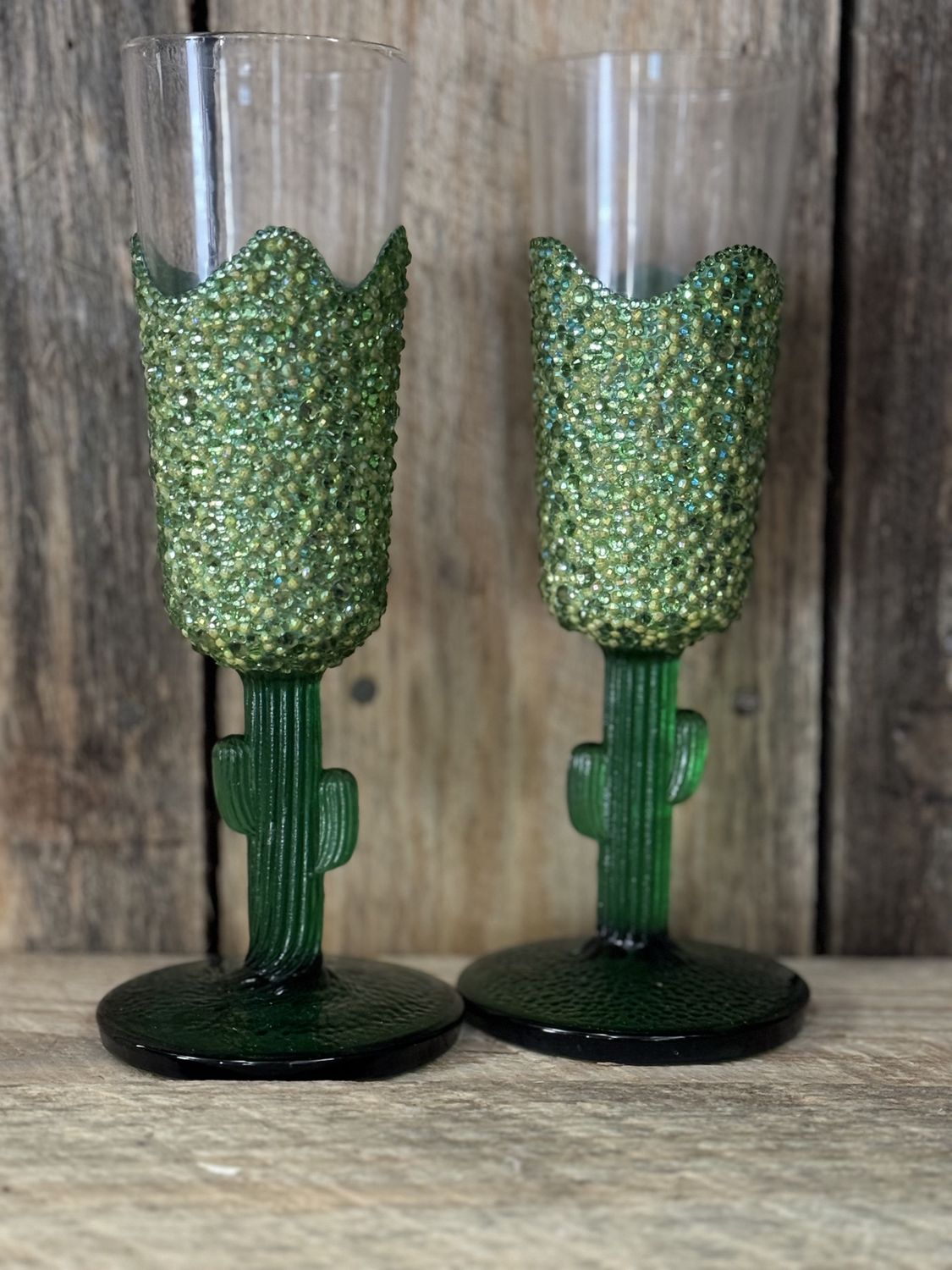 Crystal Cactus Champagne Flutes