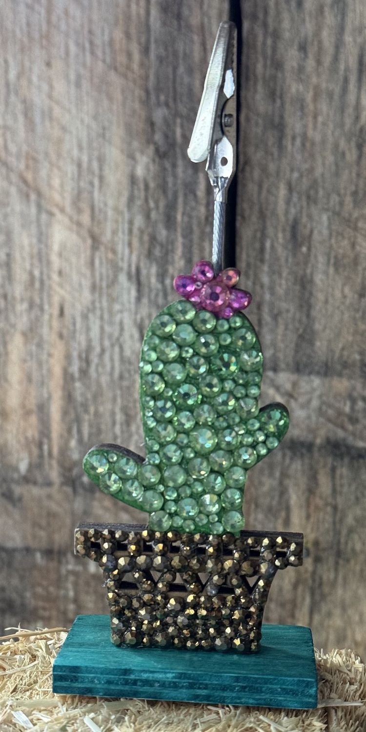 Crystal Cactus Photo Holder, Colour: Brown