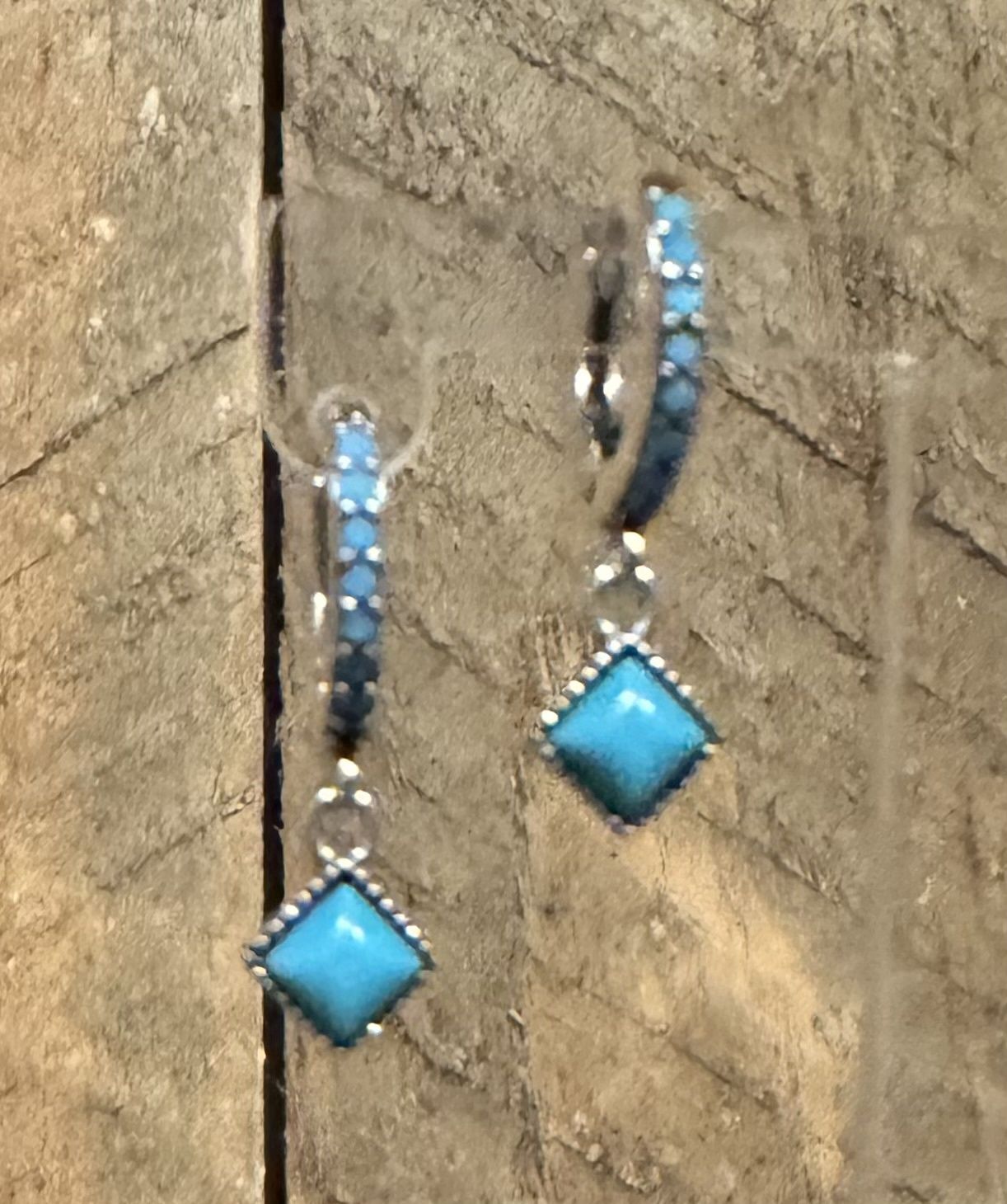 Sterling and Turquoise Mini Hoop Earrings