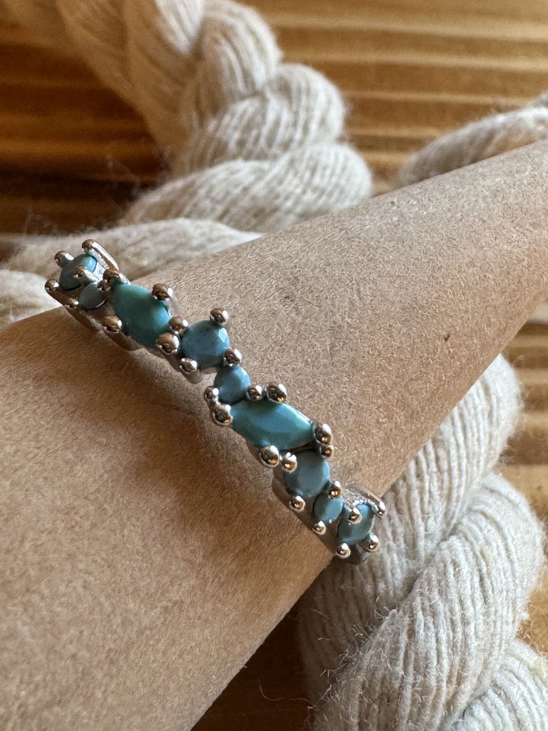 Sterling Silver Faux Turquoise Band Ring