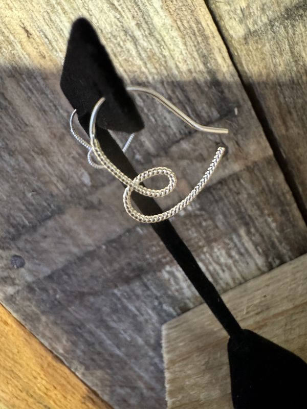 Sterling Silver Curly Heart Earrings