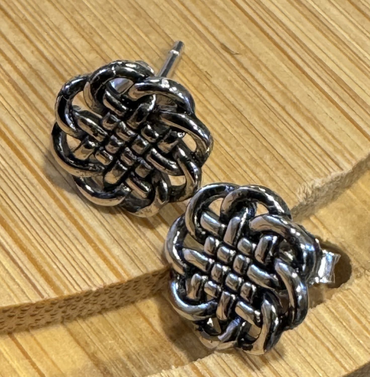 Sterling Silver Flat Knot Stud Earrings