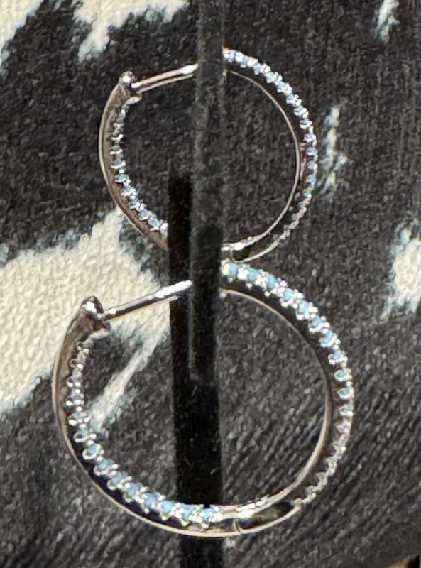 Sterling Silver &amp; Turquoise Inside Out Hoop Earrings