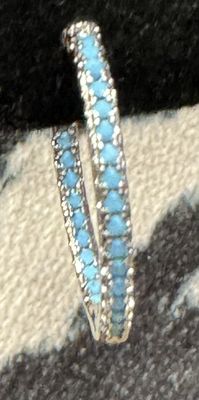 Sterling Silver &amp; Turquoise Inside Out Hoop Earrings