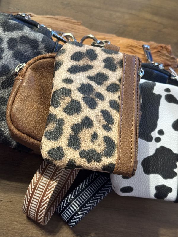 Animal Print Leather Wristlet