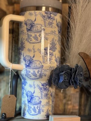 Blue &amp; White Highland Tumbler