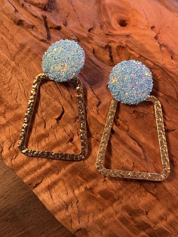 Blue Glitter Earring