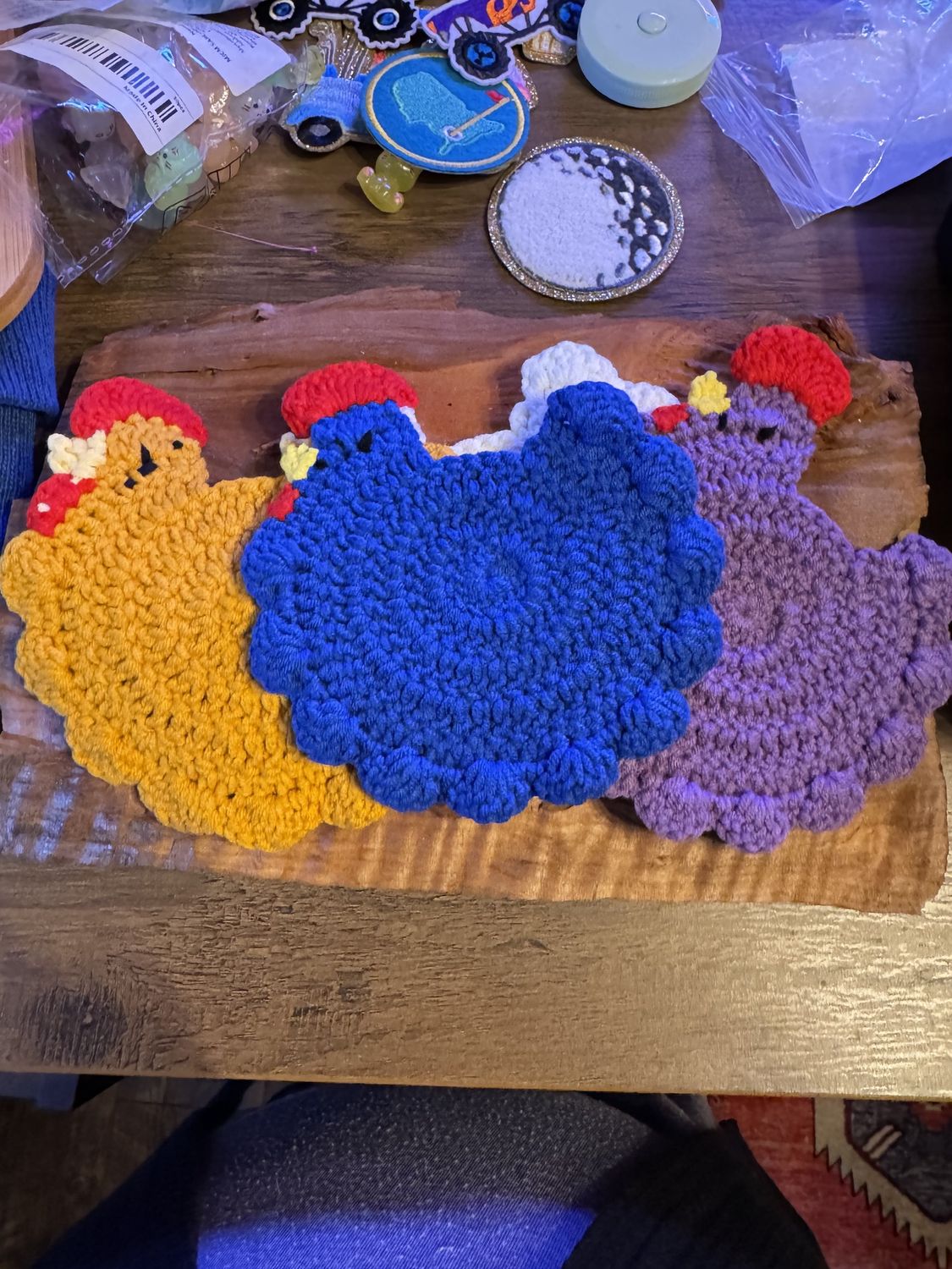 Crocheted Hen Coasters
