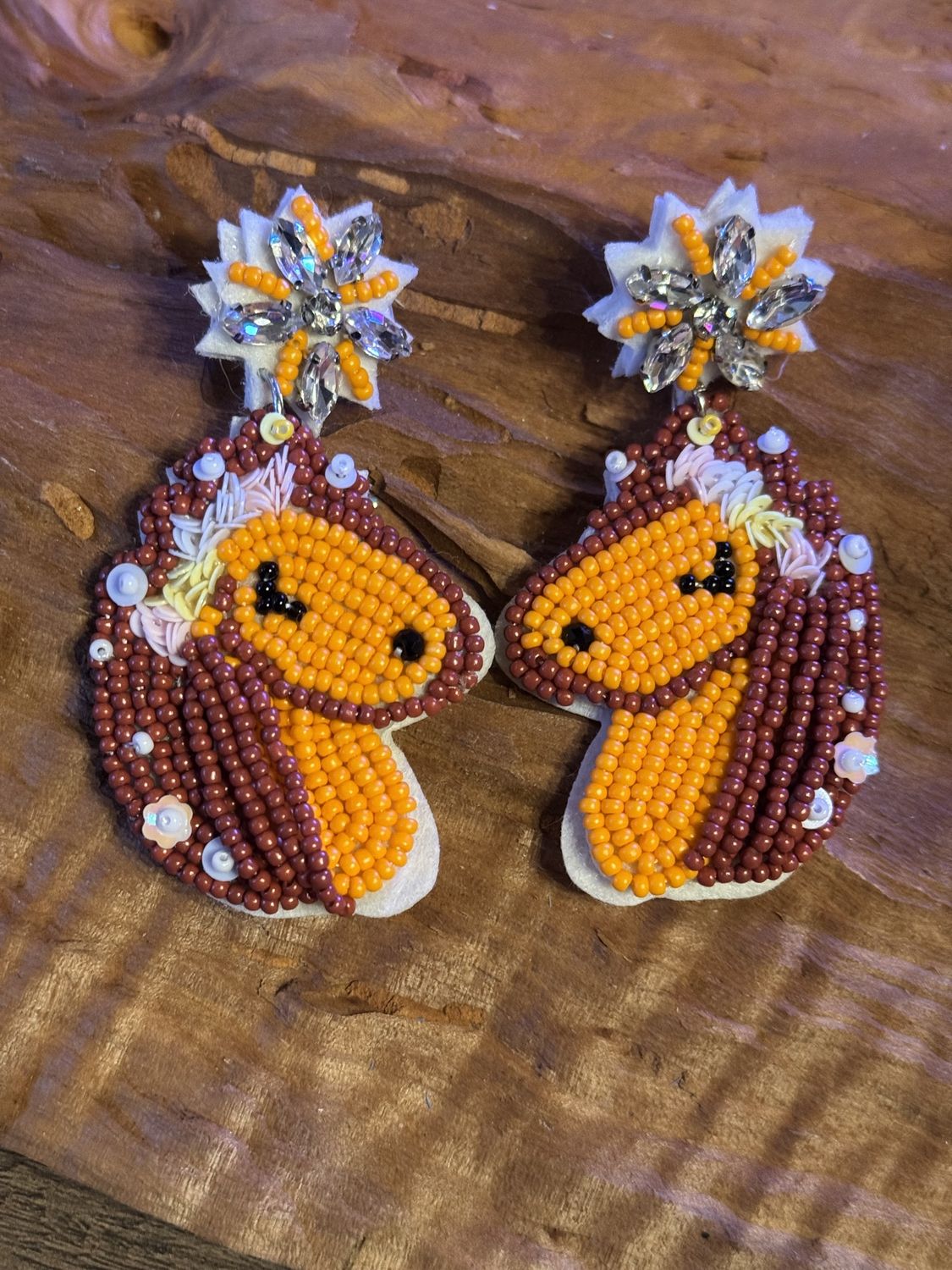 Beaded Horse Dangle Earrings