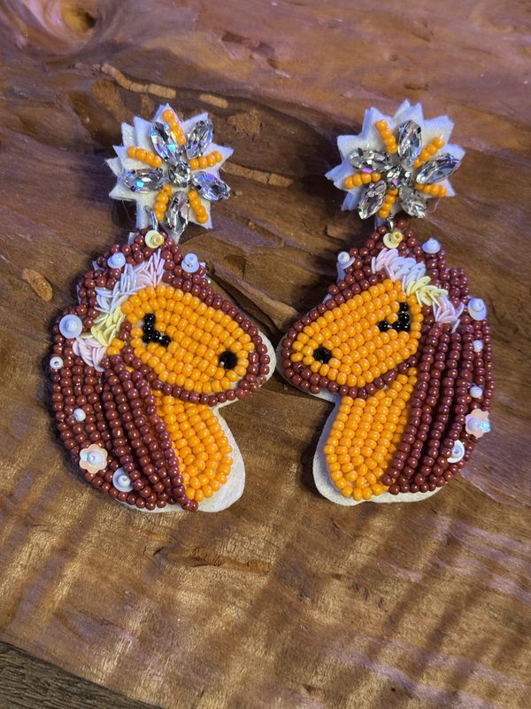 Beaded Horse Dangle Earrings