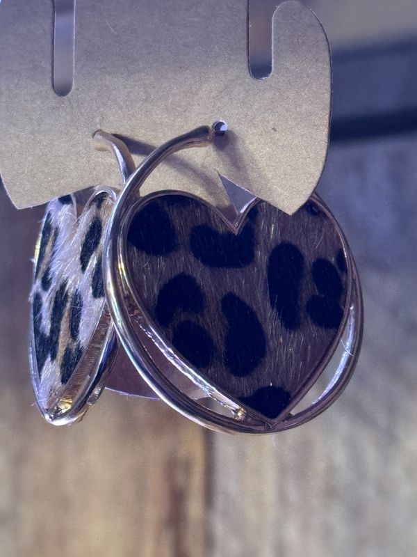 Leopard Print Heart Earrings