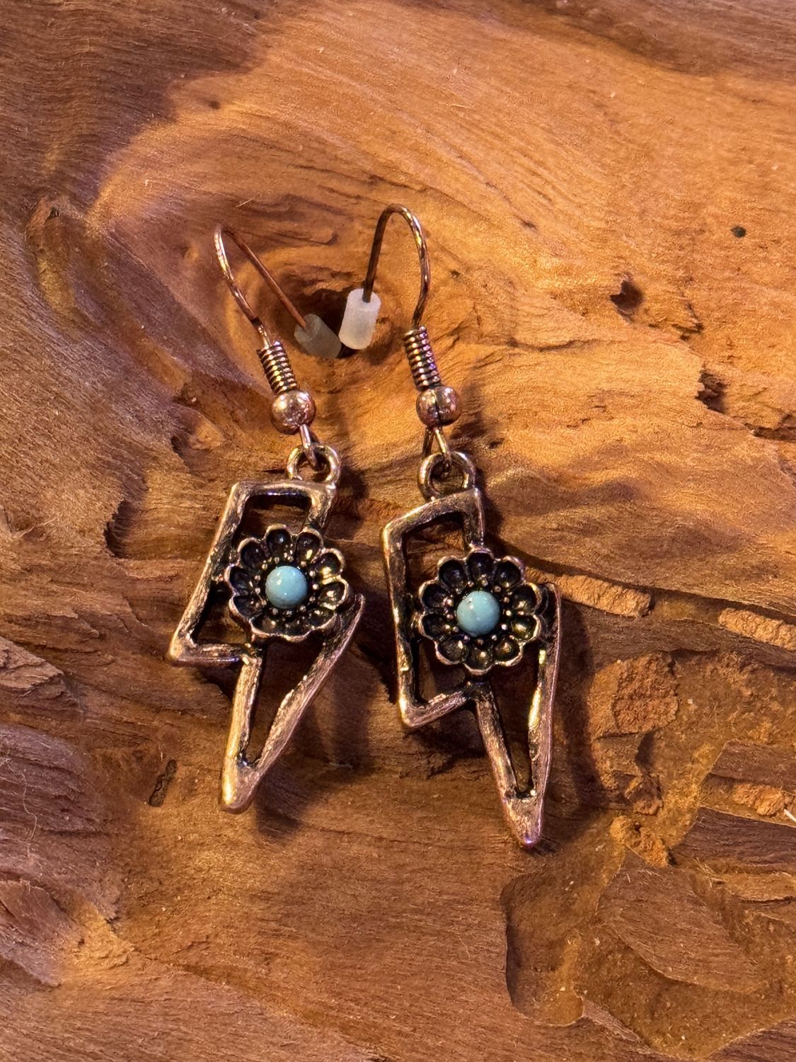 Rustic Thunderbolts Turquoise Earrings