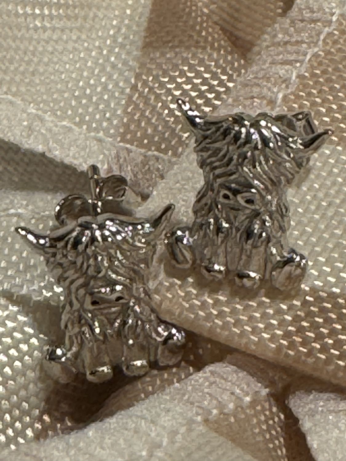 Sterling Silver Highland Cow Stud Earrings