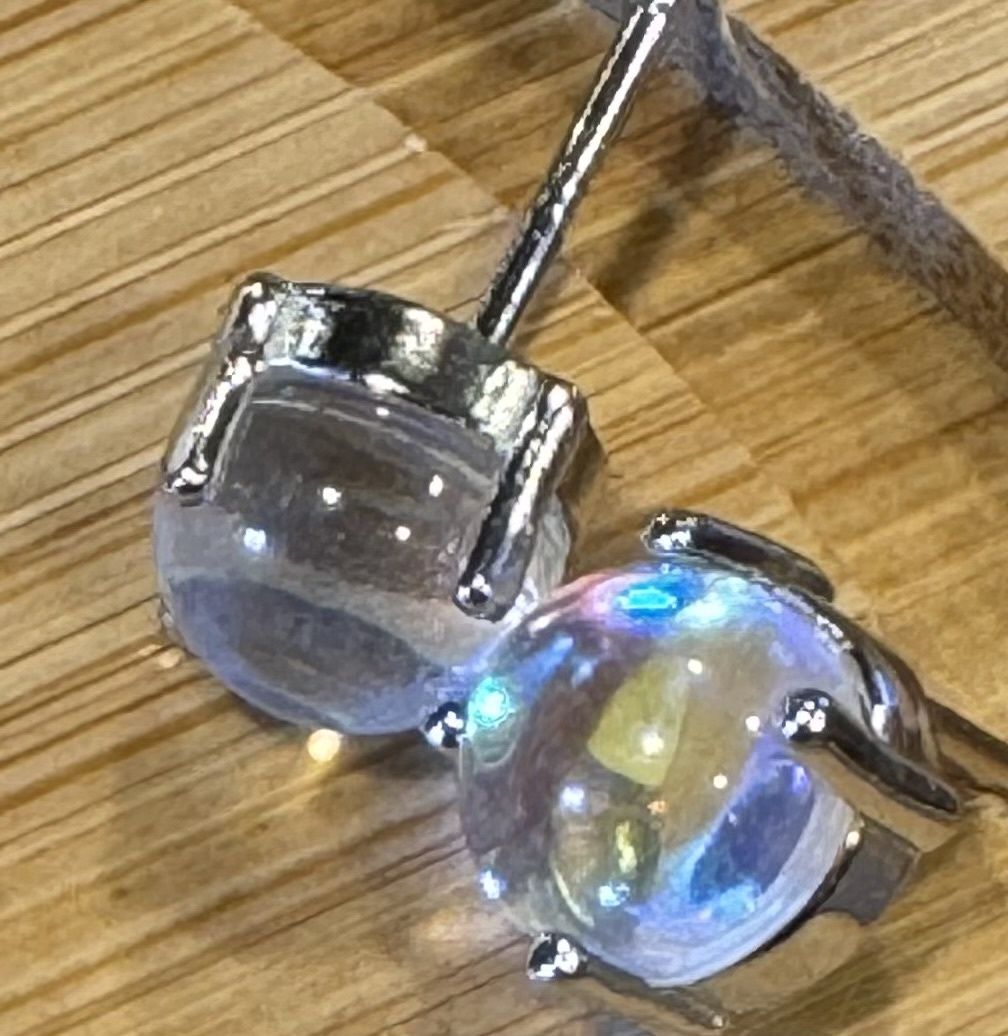 Sterling Silver Moonlight Stone Stud Earrings