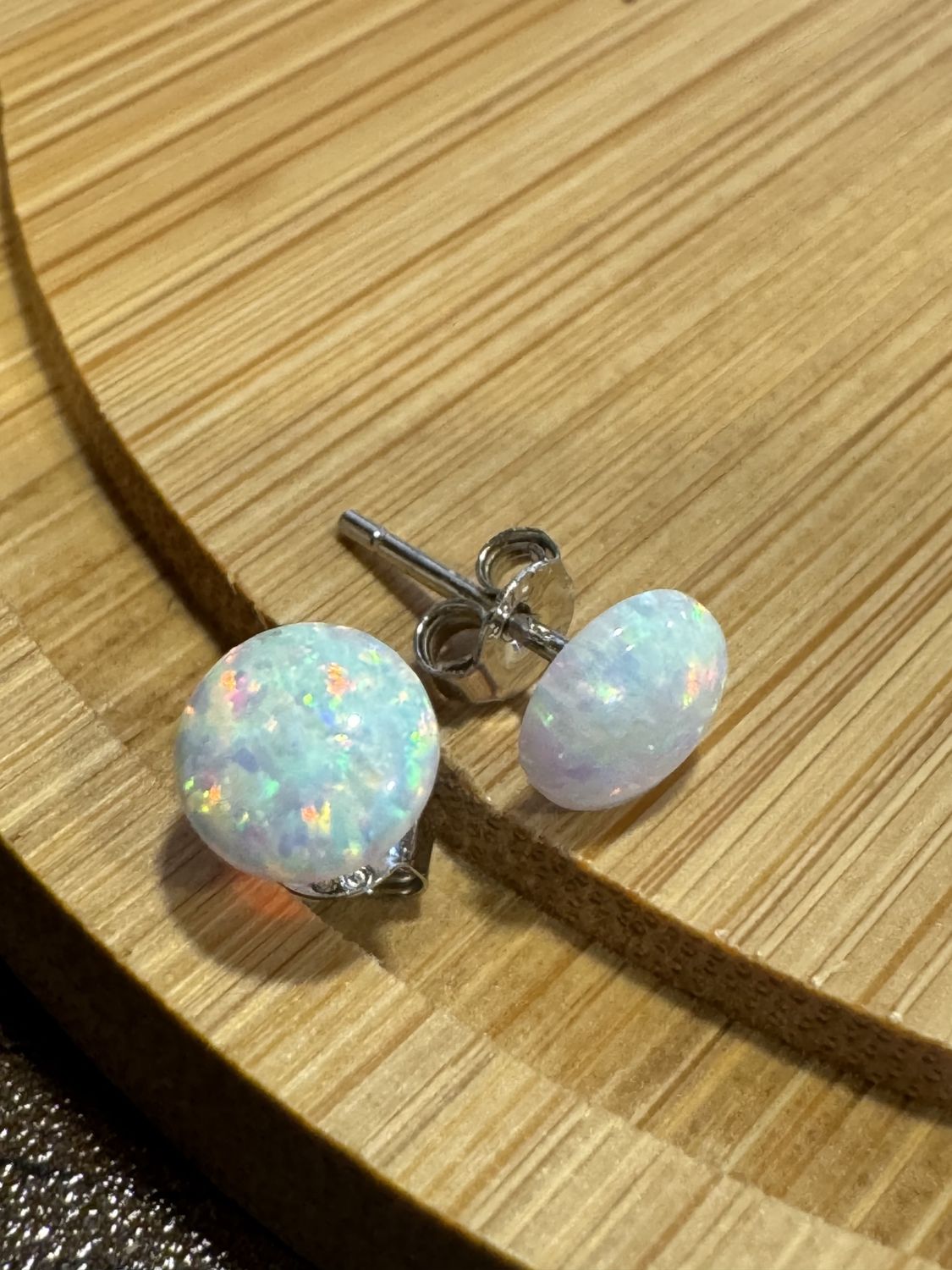 Sterling Silver Opal Stud Earrings