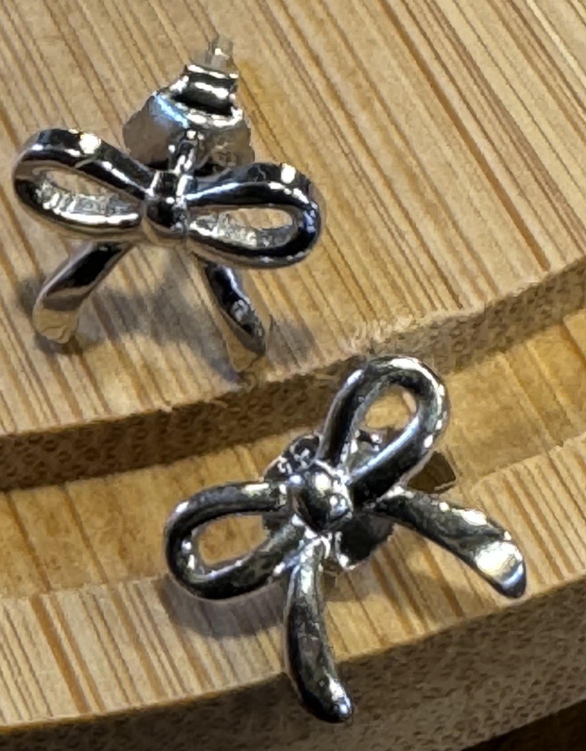 Sterling Silver Tiny Bow Stud Earrings