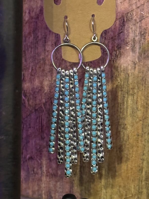 Turquoise Tassel Drop Earrings