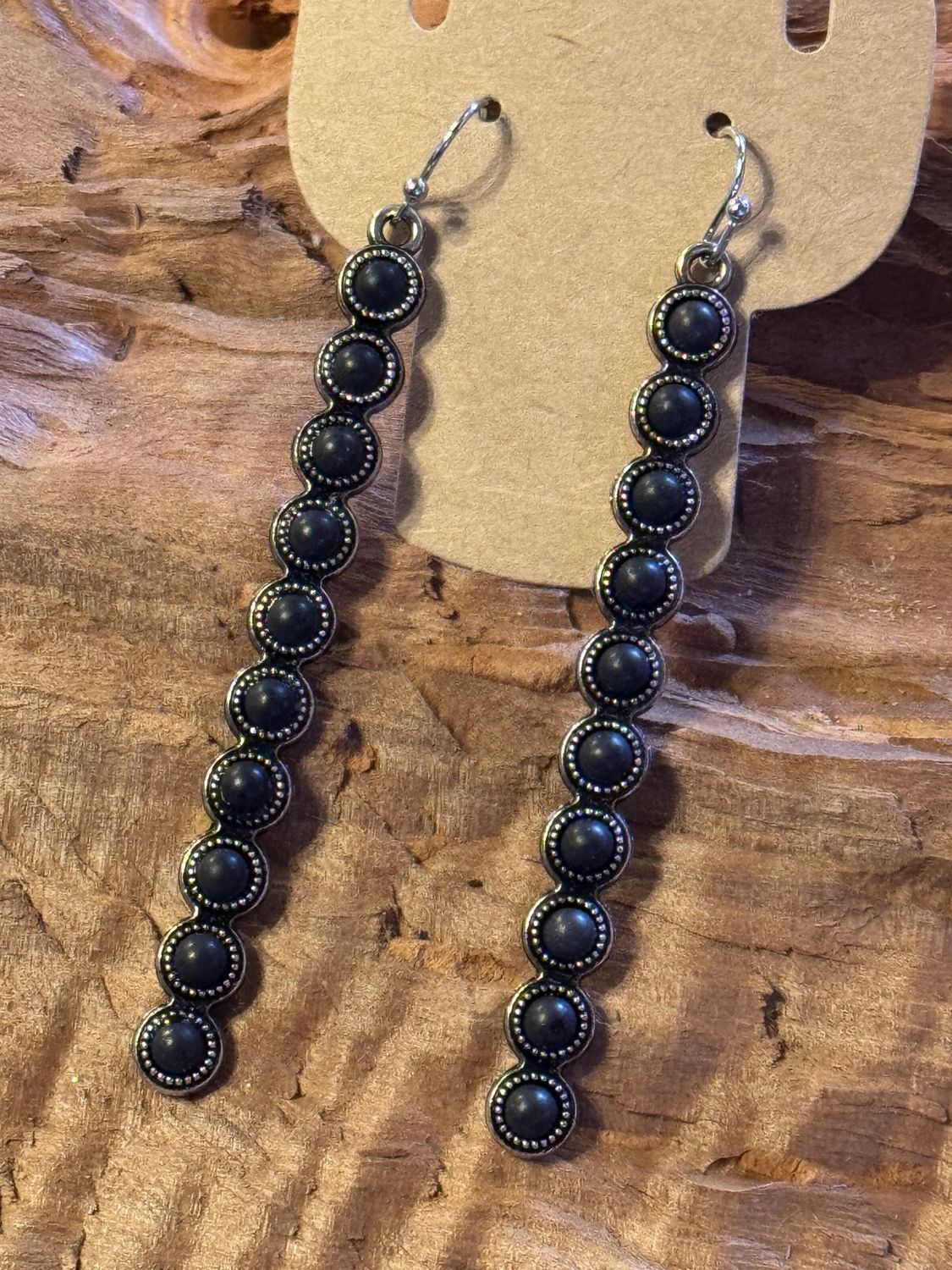 Black Vertical Drop Earrings