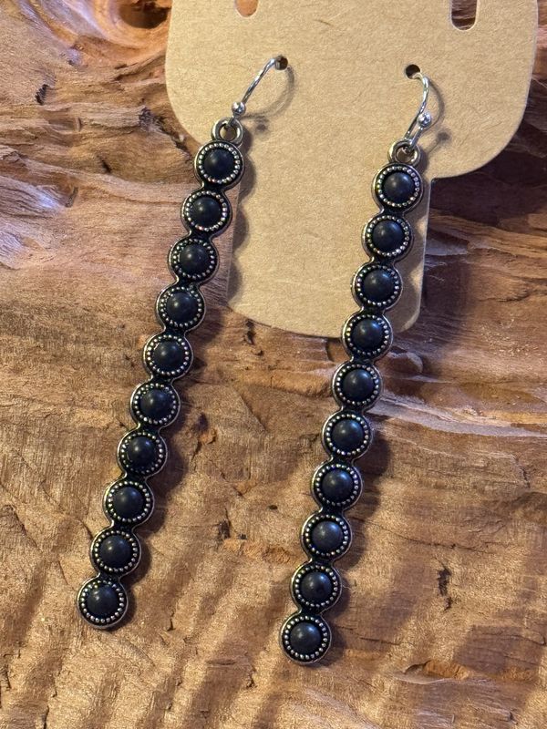 Black Vertical Drop Earrings