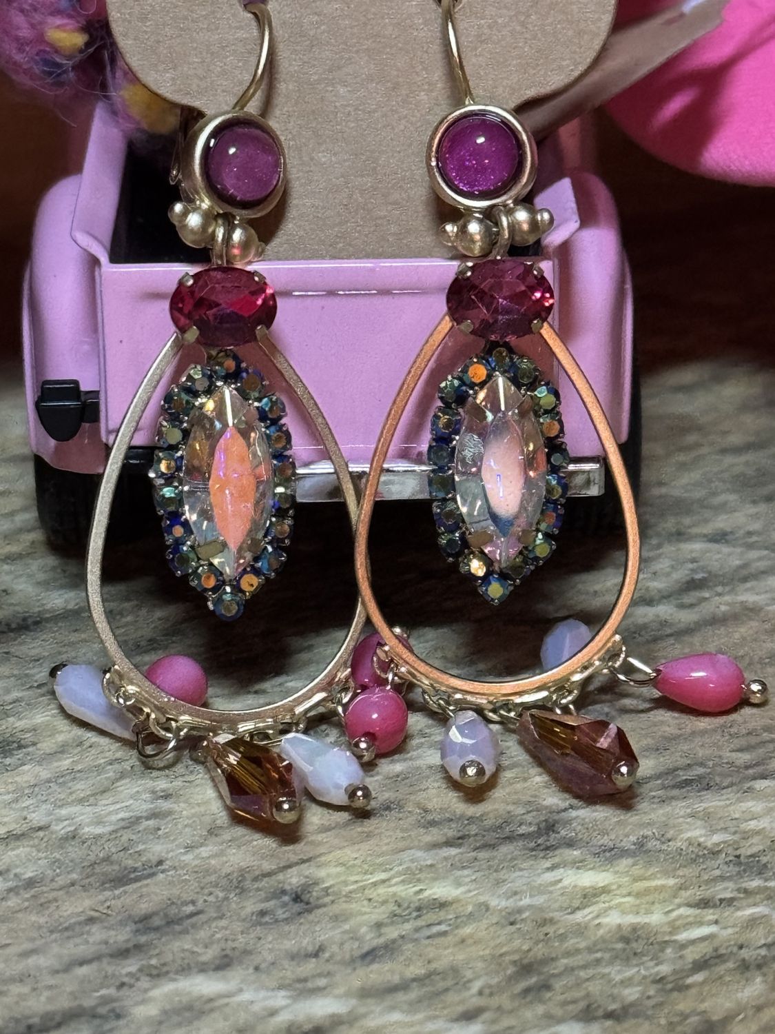 Pink Boho Beaded Earrings